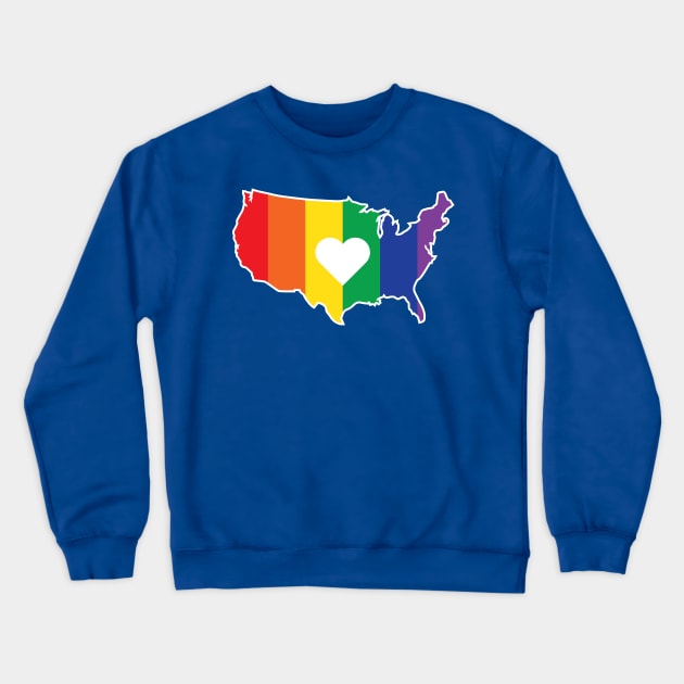 Gay USA Rainbow United States Outline Crewneck Sweatshirt by FeministShirts